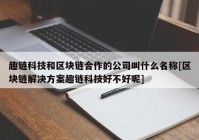 趣链科技和区块链合作的公司叫什么名称[区块链解决方案趣链科技好不好呢]