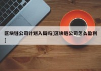 区块链公司计划入局吗[区块链公司怎么盈利]